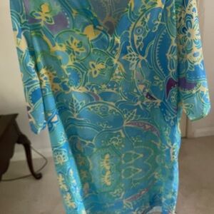 Vibrant Blue and Yellow Patterned Dress